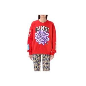 Ganni Bloemen Sweatshirt , Red , Dames , Maat: L/Xl