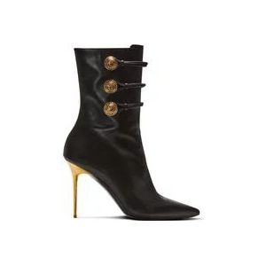 Balmain Alma leren enkellaarzen , Black , Dames , Maat: 37 EU