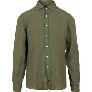 Fay, Heren, Overhemden, Groen, Maat: M Linnen,