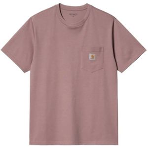 Carhartt Wip - T-shirt - Paars - Katoen - Korte Mouwen - Wit Zak Logo