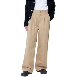 Carhartt Wip, Dames, Broeken, Beige, Maat: W26 Leer,