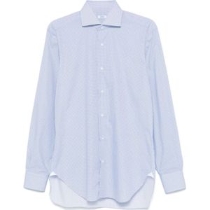 Barba, Heren, Overhemden, Blauw, Maat: M Katoen,