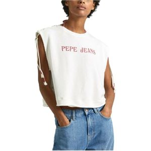 Pepe Jeans, Dames, Tops, Wit, Maat: S