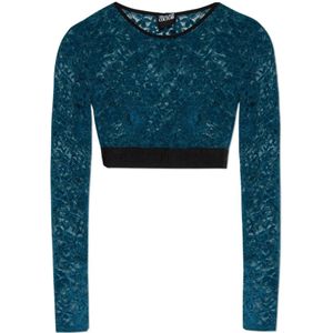 Versace Jeans Couture, Dames, Tops, Blauw, Maat: XS Leer,