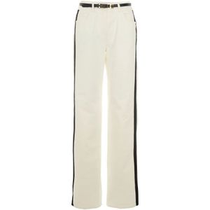 Elisabetta Franchi, Dames, Broeken, Wit, Maat: W25 Satijn,