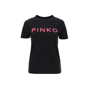Pinko Casual Katoenen T-shirt voor Dagelijks Gebruik , Black , Dames , Maat: XS