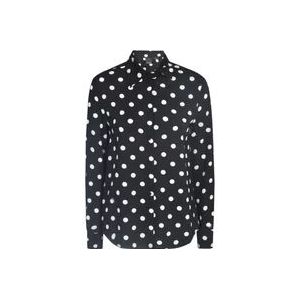 Pinko Zwarte polka-dot lange mouwen shirt , Black , Dames , Maat: XS