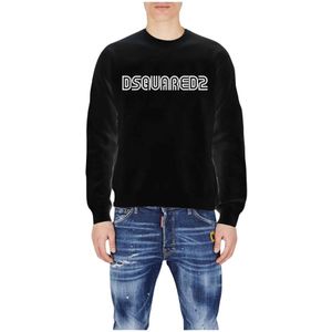 Dsquared2, Heren, Sweatshirts & Hoodies, Zwart, Maat: L Katoen,