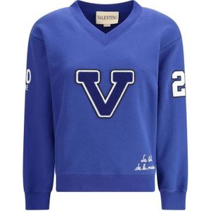 Valentino, Dames, Sweatshirts & Hoodies, Blauw, Maat: S Katoen,