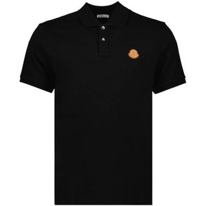 Moncler Leren Logo Polo , Black , Heren , Maat: S