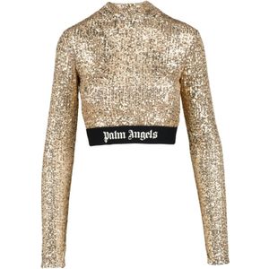 Palm Angels, Dames, Tops, Geel, Maat: M Polyamide,