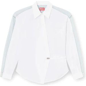 Diesel, Dames, Blouses & Shirts, Wit, Maat: L Katoen,