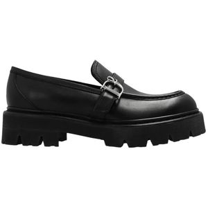 Dsquared2 Zwarte Leren Loafers met Metalen Gesp , Black , Dames , Maat: 38 EU