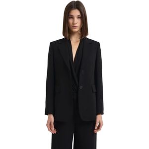 Max Mara Studio, Dames, Jassen, Zwart, Maat: L Leer,