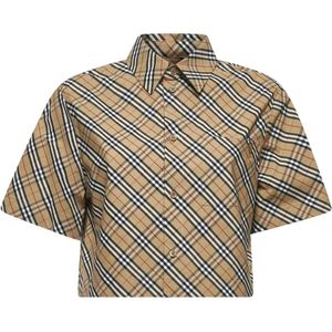 Burberry - Geruite Blouse - Beige - Katoen - Iconische Ruitprint