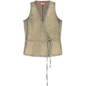 Diesel, Dames, Jassen, Blauw, Maat: M Leer,