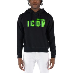 Dsquared2, Heren, Sweatshirts & Hoodies, Zwart, Maat: L Katoen,