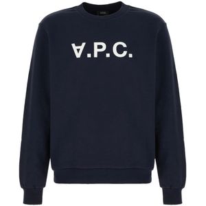 A.p.c., Heren, Sweatshirts & Hoodies, Blauw, Maat: S Katoen,