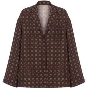 Moschino, Dames, Blouses & Shirts, Bruin, Maat: S Zijde,