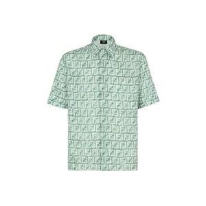 Fendi Groene Franje Shirt Italiaanse Stijl , Green , Heren , Maat: XL