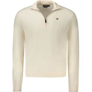 Napapijri - Witte Wol - Heren Trui - Coltrui - Met Halve Rits