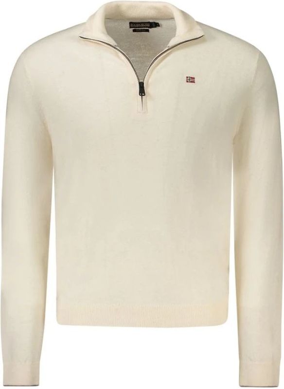 Napapijri - Witte Wol - Heren Trui - Coltrui - Met Halve Rits