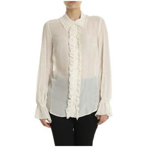 Dondup, Dames, Blouses & Shirts, Beige, Maat: 3XS Viscose,