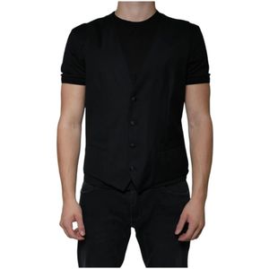 Dolce & Gabbana, Heren, Jassen, Zwart, Maat: XL Wol,