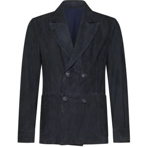 Franzese Collection, Heren, Jassen, Blauw, Maat: 2XL Leer,