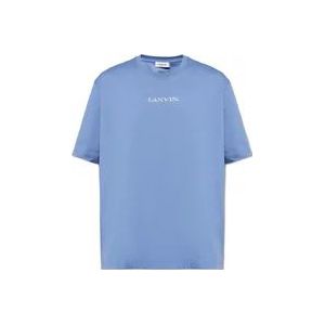Lanvin T-shirt met logo , Blue , Heren , Maat: XL