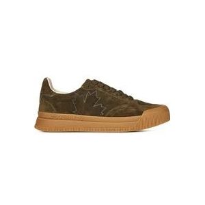 Dsquared2 Groene Sneakers met Esdoornblad Detail , Green , Heren , Maat: 40 EU