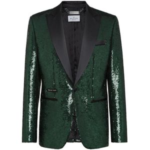 Philipp Plein, Heren, Jassen, Groen, Maat: L Leer,