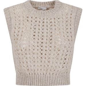 Peserico, Dames, Truien, Beige, Maat: XS Wol,