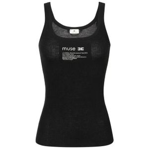 Elisabetta Franchi, Dames, Tops, Zwart, Maat: XS Wol,