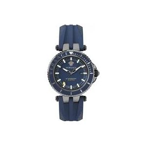 Versace Duiker Blauw Siliconen Band Horloge , Blue , Heren , Maat: ONE Size