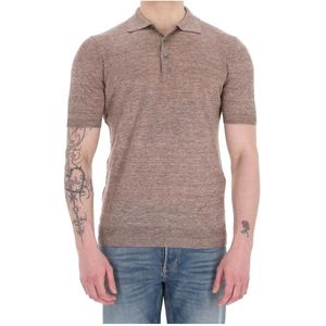 Barba, Heren, Tops, Bruin, Maat: M Linnen,