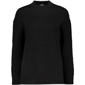 Fendi Gebreide Sweater met FF Motief , Black , Dames , Maat: 2XS