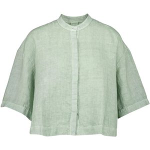120% Lino, Dames, Blouses & Shirts, Groen, Maat: 3XL Linnen,