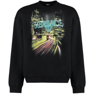 Versace, Heren, Sweatshirts & Hoodies, Zwart, Maat: M Katoen,