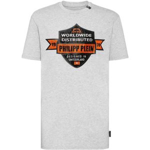 Philipp Plein, Heren, Tops, Grijs, Maat: 2XL Katoen,