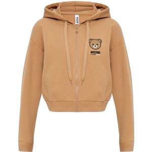 Moschino, Dames, Sweatshirts & Hoodies, Bruin, Maat: M Katoen,