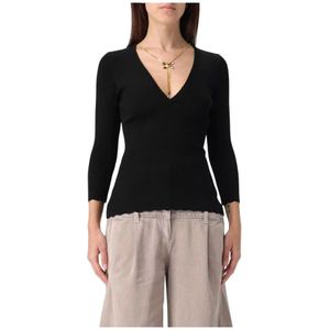 Elisabetta Franchi, Dames, Truien, Zwart, Maat: XL Viscose,