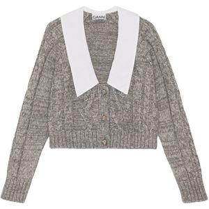 Ganni, Dames, Truien, Grijs, Maat: XS Katoen,