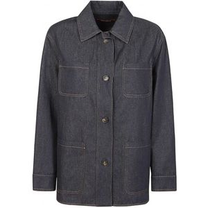 Max Mara Studio, Dames, Jassen, Blauw, Maat: S Katoen,