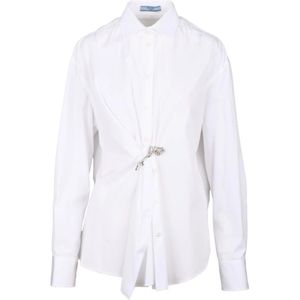 Prada, Dames, Blouses & Shirts, Wit, Maat: XS Katoen,