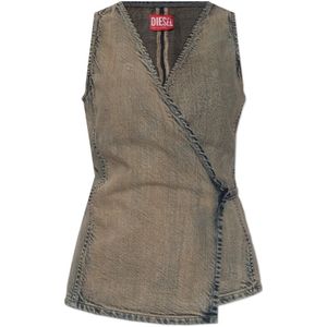 Diesel - Wrap Vest - Grijs - Dames - Katoen