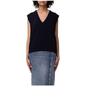 Maison Margiela, Dames, Truien, Zwart, Maat: M Leer,
