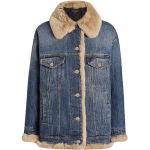 Dolce & Gabbana, Dames, Jassen, Blauw, Maat: 2XS Denim,