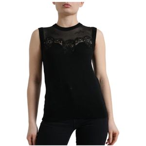 Dolce & Gabbana, Dames, Tops, Zwart, Maat: 2XS Katoen,