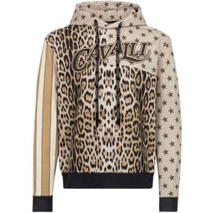 Roberto Cavalli, Heren, Sweatshirts & Hoodies, Veelkleurig, Maat: 2XL Katoen,